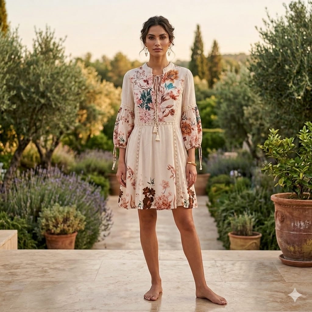 ESPECIA- Botanical & Floral Dress- Sz M
