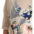 AllSaints-Sheer Floral Mesh Overlay Blouse- Size M