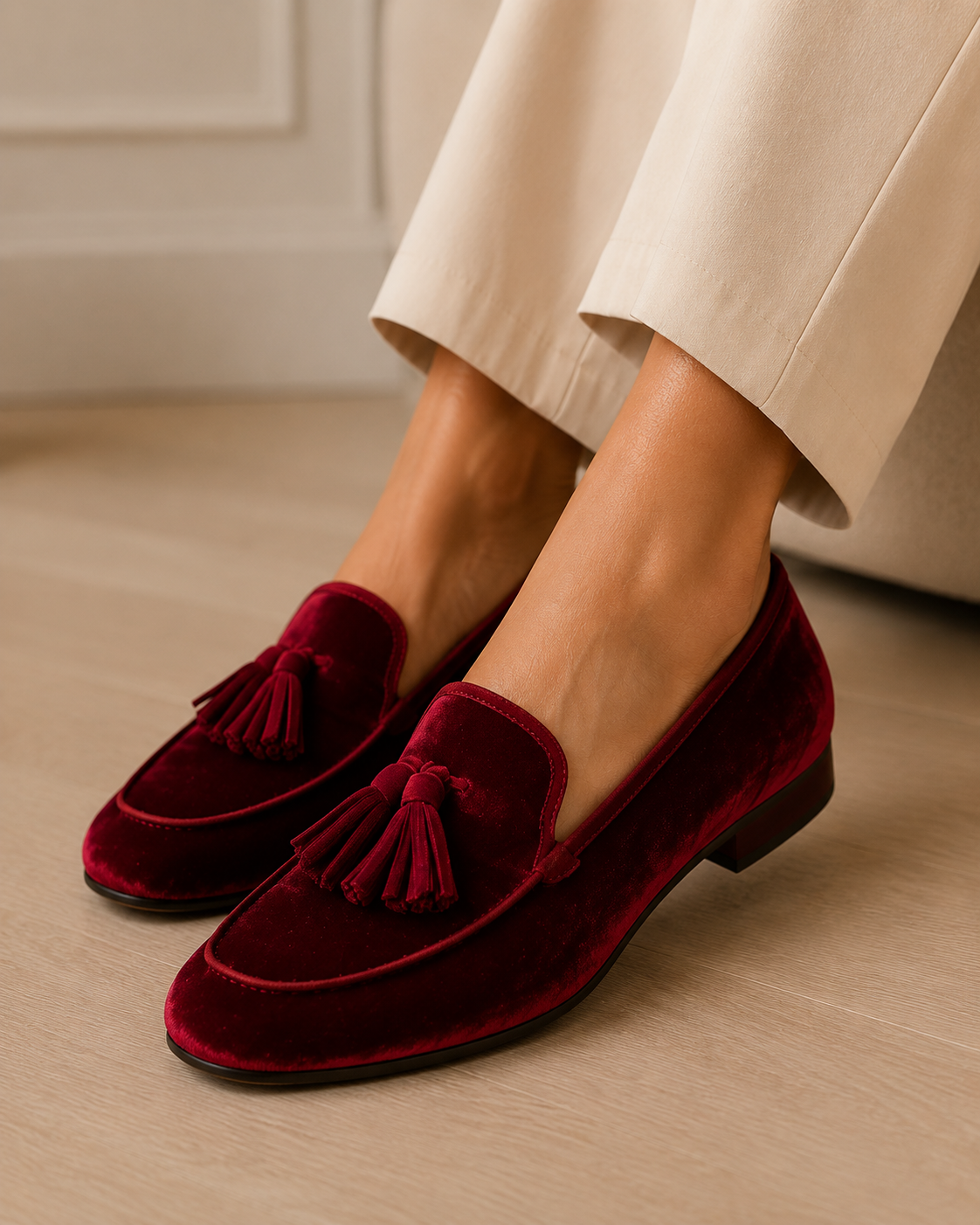 J.Crew- Velvet Tassel Loafers - Size 6.5