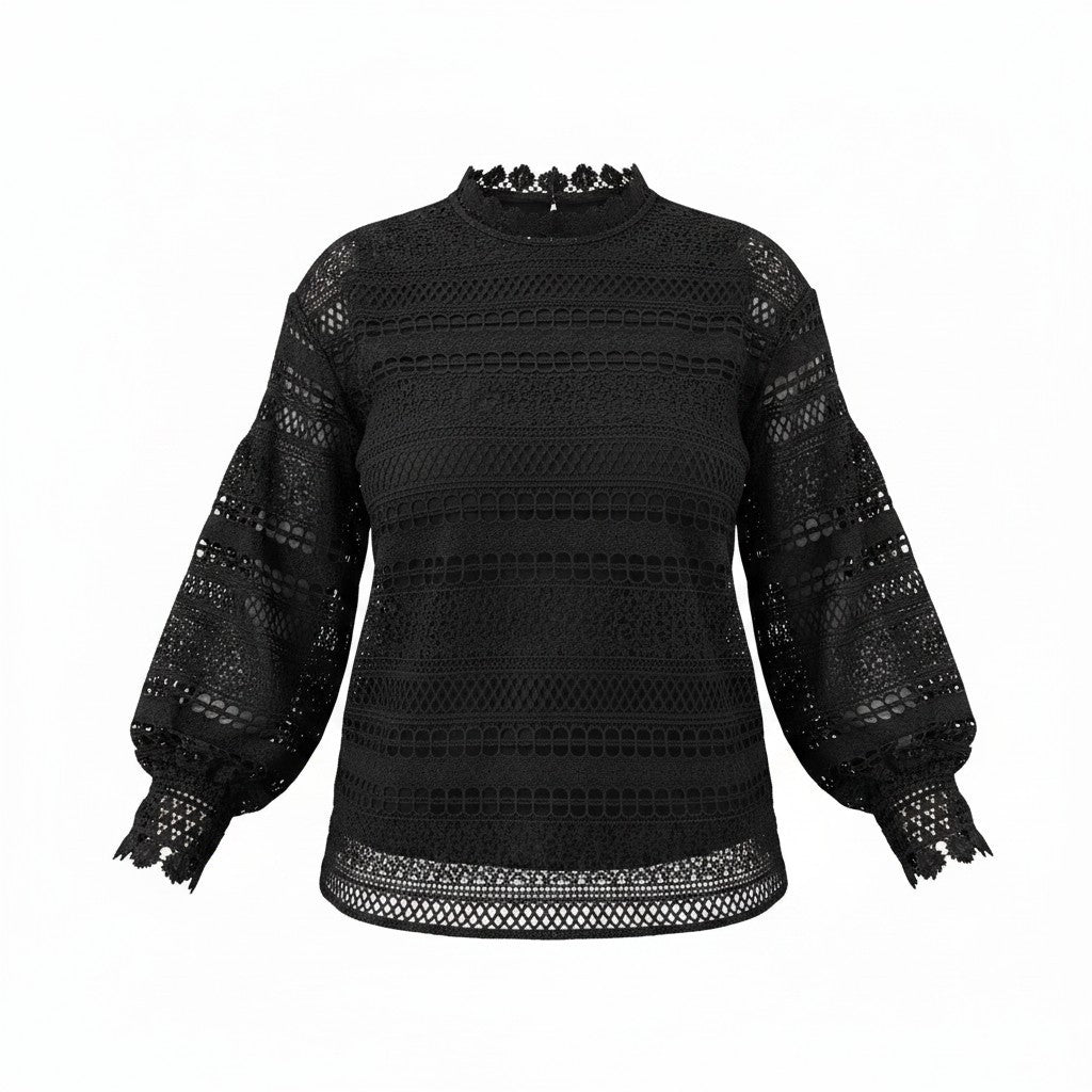 LUMIE- Black Lace Blouse- Sz XS