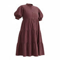 ENGLISH FACTORY- Effortless tiered deep plum dress- Sz XS