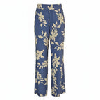 Pinkfilosofy 3-Piece Printed Button-Down, Wide-Leg Pant & Sash Set in Slate Blue - Size M