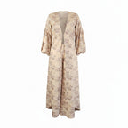 ITALA- 2-Piece Printed Duster Kimono & Wide-Leg Pant Set in Beige - Size M