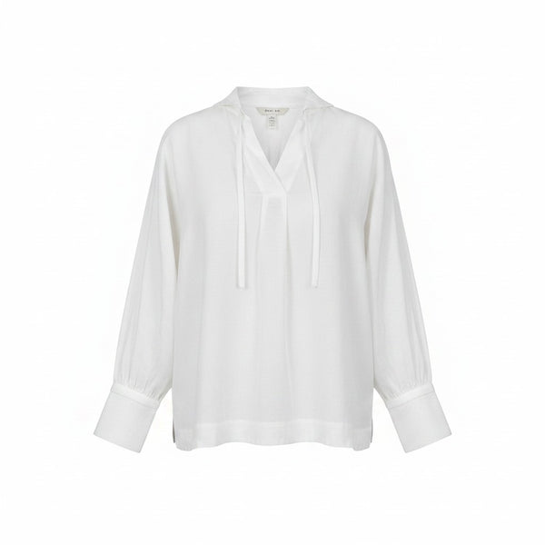 HANA SAN- Tie-Neck Long Sleeve Blouse in White - Size M