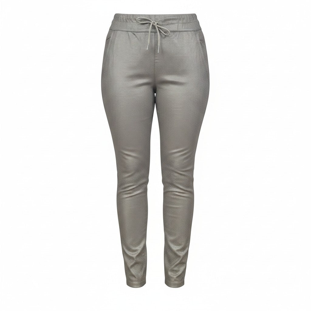 FLOG- Stretch Drawstring Skinny Pants in Metallic Sage - Size 26