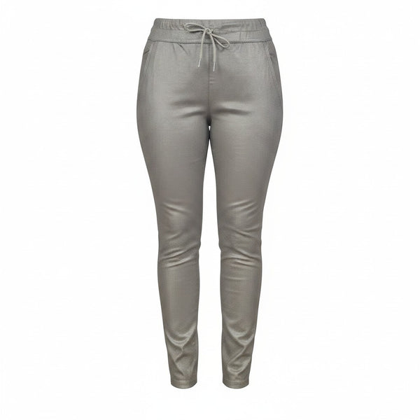 FLOG- Stretch Drawstring Skinny Pants in Metallic Sage - Size 26- Like New