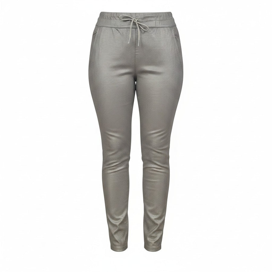 FLOG- Stretch Drawstring Skinny Pants in Metallic Sage - Size 26