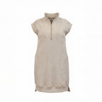 SHE+SKY- Quilted Half-Zip Mock Neck Mini Dress in Oatmeal - Size S- New with tag