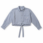 La OBRA DE ARTE SOY YO -Embroidered Tie-Front Cropped Shirt - Size M-New with tag (NWT)