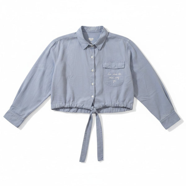 La OBRA DE ARTE SOY YO -Embroidered Tie-Front Cropped Shirt - Size M-New with tag (NWT)