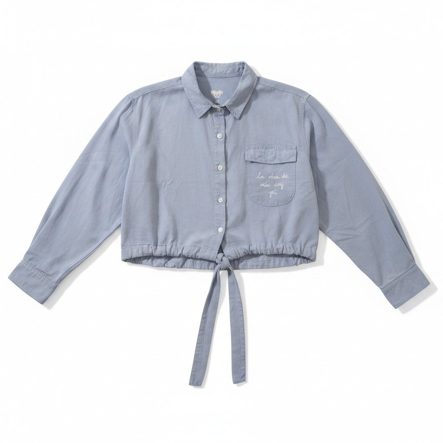 La OBRA DE ARTE SOY YO -Embroidered Tie-Front Cropped Shirt - Size M-New with tag (NWT)