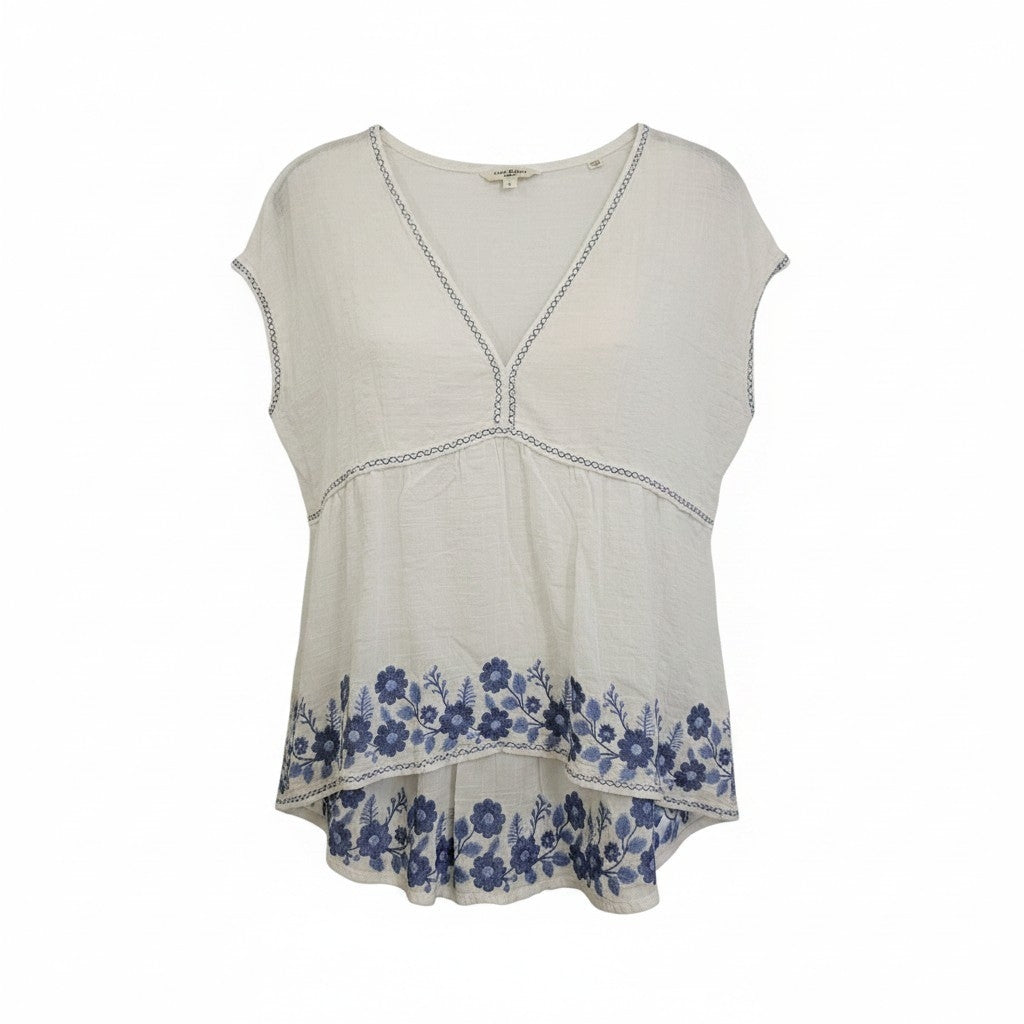 Max Studio London - Embroidered High-Low Slub Knit Blouse - Size L