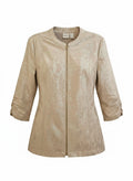 Zenergy by Chico’s- Metallic Jacquard Ruched-Sleeve Zip Jacket- Size 2US