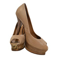 Fendi- Peep-toe Nude platform pumps- Size 38.5