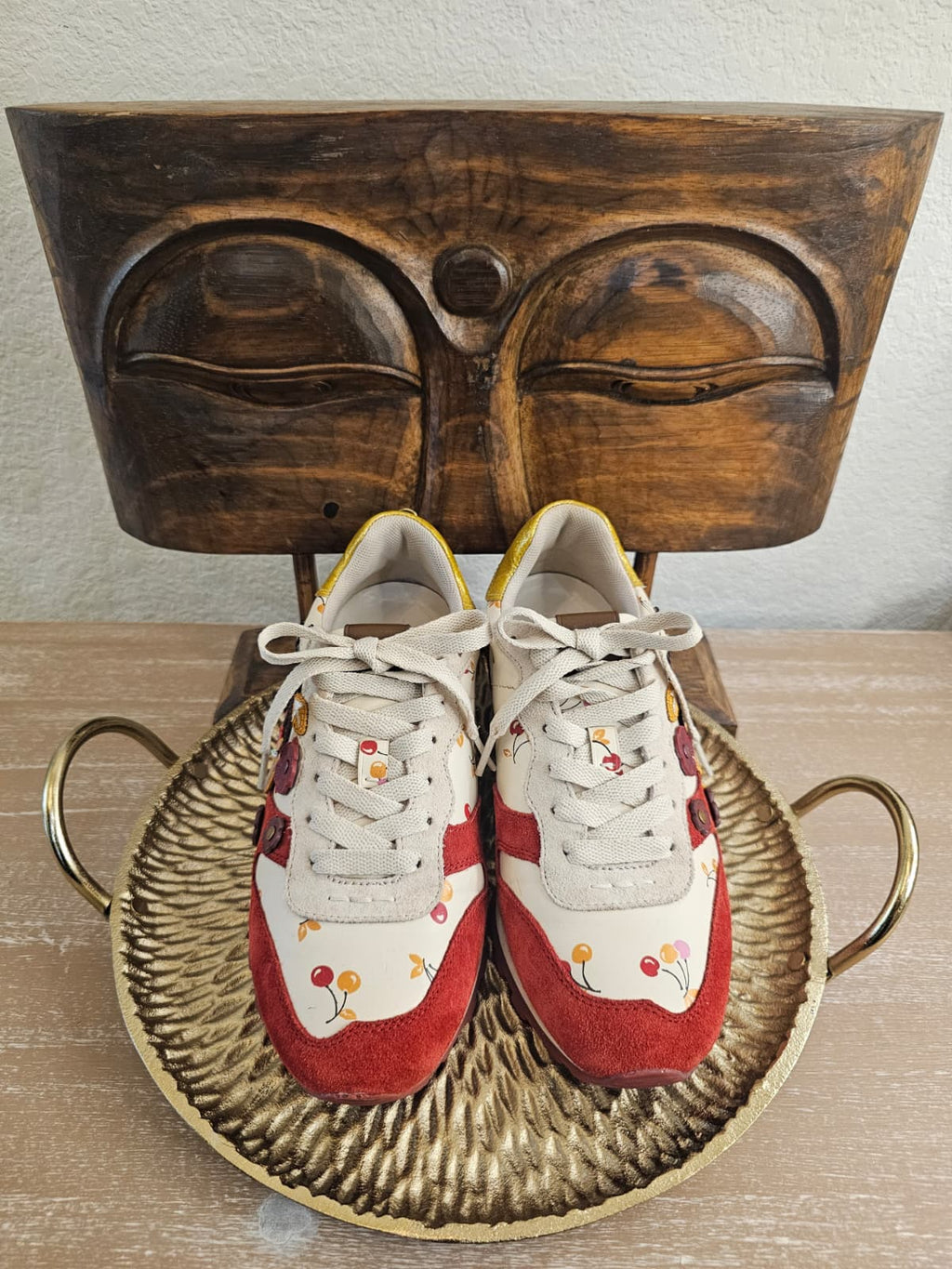 Coach -Cherry Print Suede & Leather Sneakers- Size 7B/ 37.5