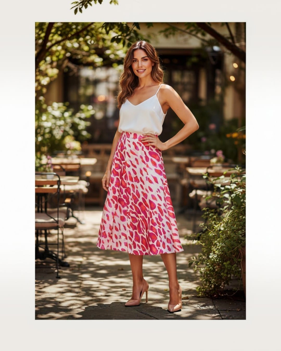 HUGO BOSS- Silk-feel midi skirt animal print- Size 6