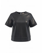 LOFT- Faux Leather Short-Sleeve Shell – Black / Size S