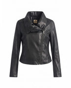 SW3 Asymmetrical Zip Metallic Coated Biker Jacket in Charcoal-Size Medium