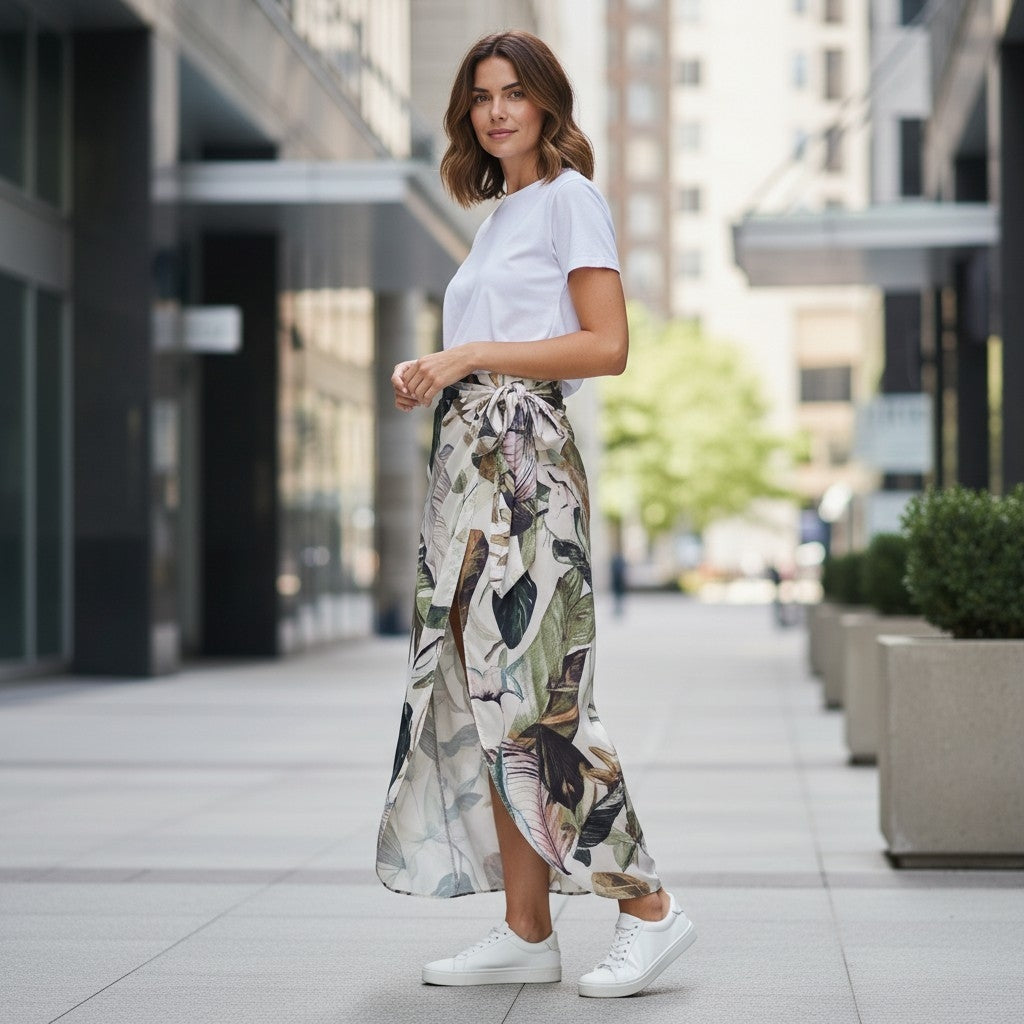 ADRIANA CONTRERAS- Silk botanical wrap skirt - Sz 10