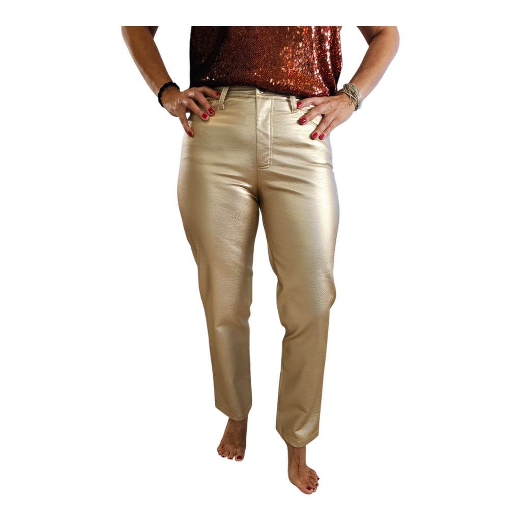 LOLA & SOPHIE New York -Liquid Gold metallic trousers- Sz 4