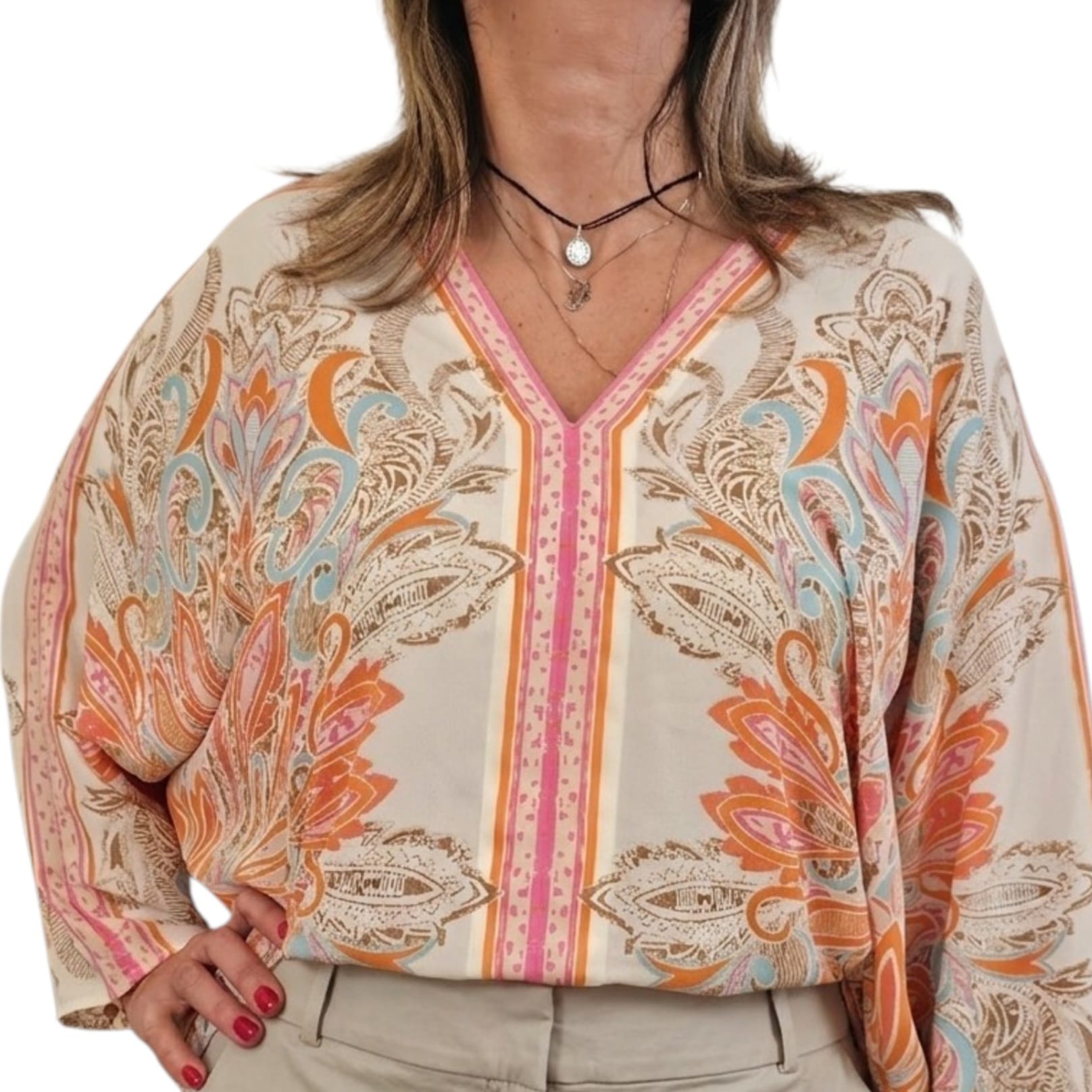 ROSE+OLIVE - Bohemian luxury tunic blouse- Sz L- New with tag (NWT)