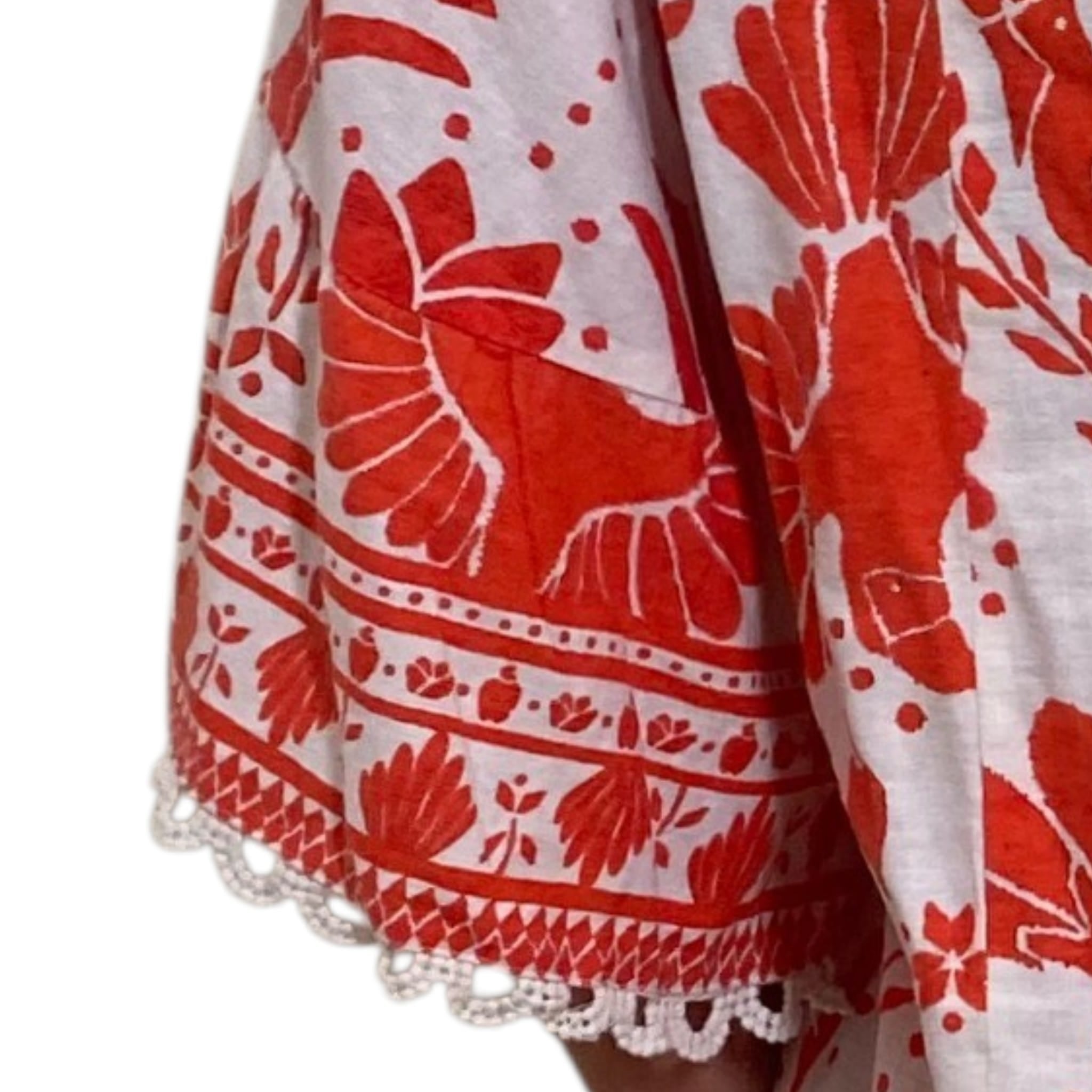 FARM RIO- Embroidered Tropical Bird Mini Dress / Tunic in Terracotta - Size XL