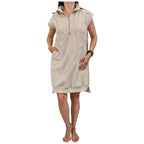 SHE+SKY- Quilted Half-Zip Mock Neck Mini Dress in Oatmeal - Size S- New with tag
