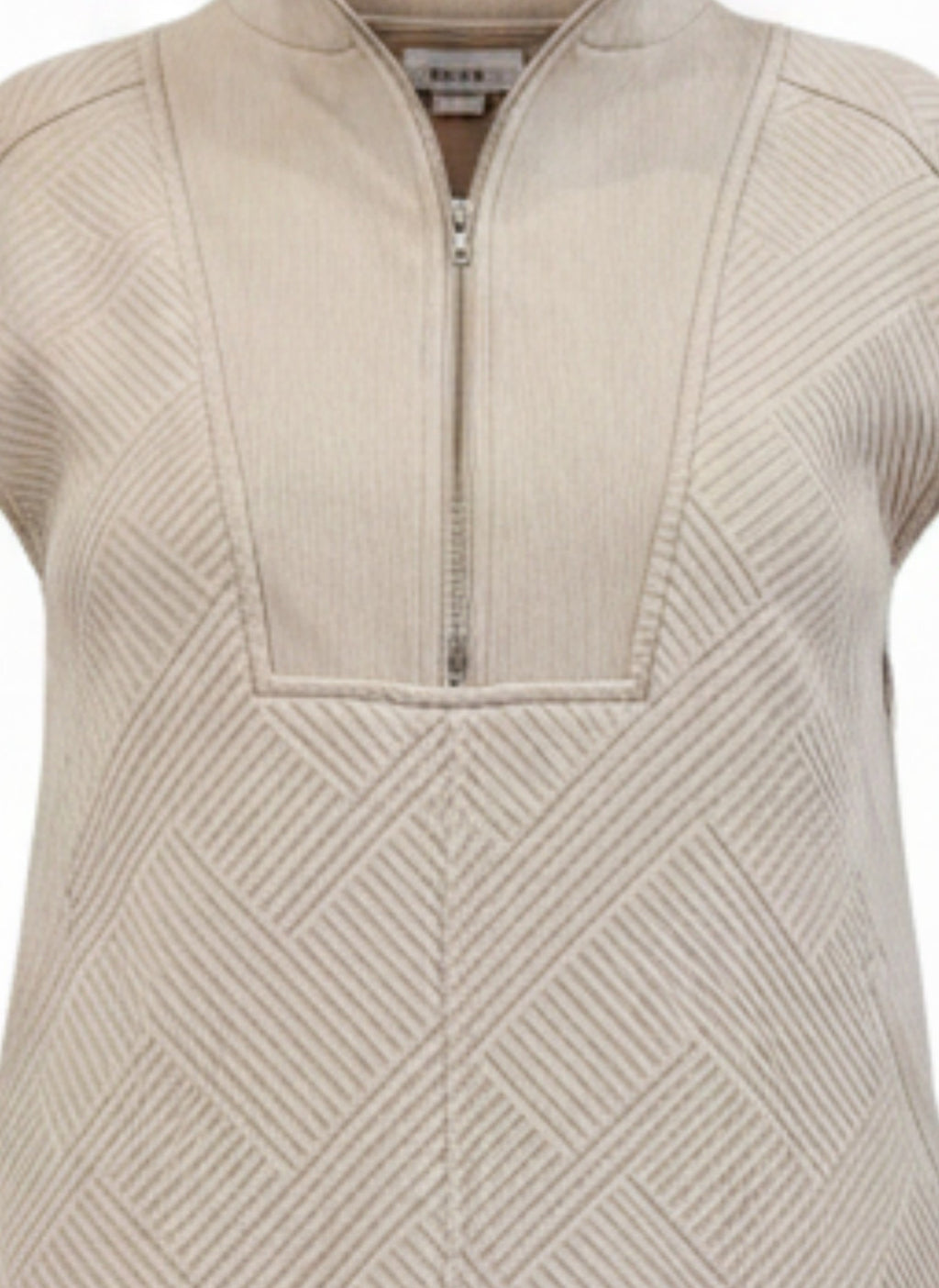 SHE+SKY- Quilted Half-Zip Mock Neck Mini Dress in Oatmeal - Size S- New with tag (NWT)