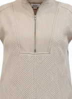 SHE+SKY- Quilted Half-Zip Mock Neck Mini Dress in Oatmeal - Size S- New with tag