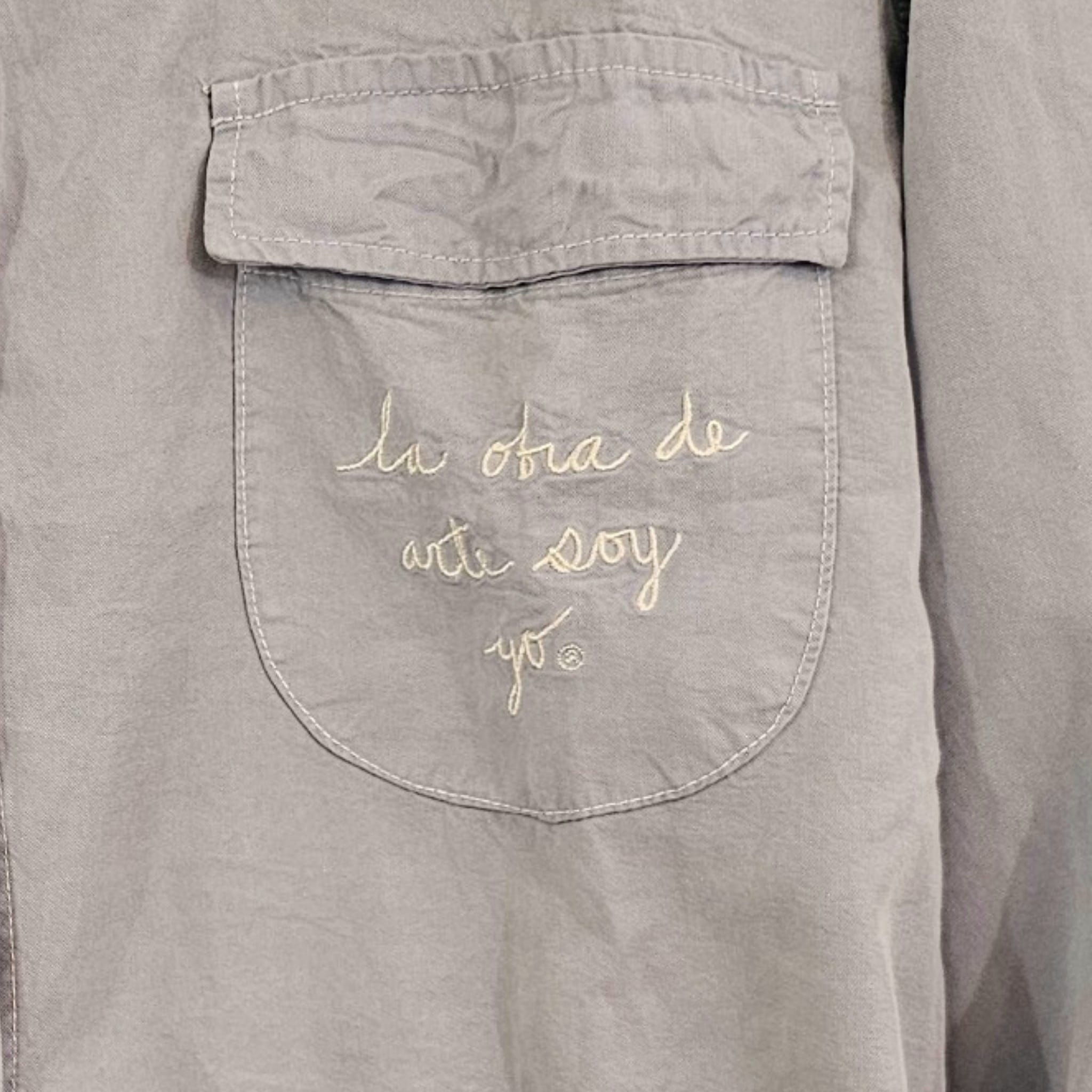La OBRA DE ARTE SOY YO -Embroidered Tie-Front Cropped Shirt - Size M-New with tag (NWT)