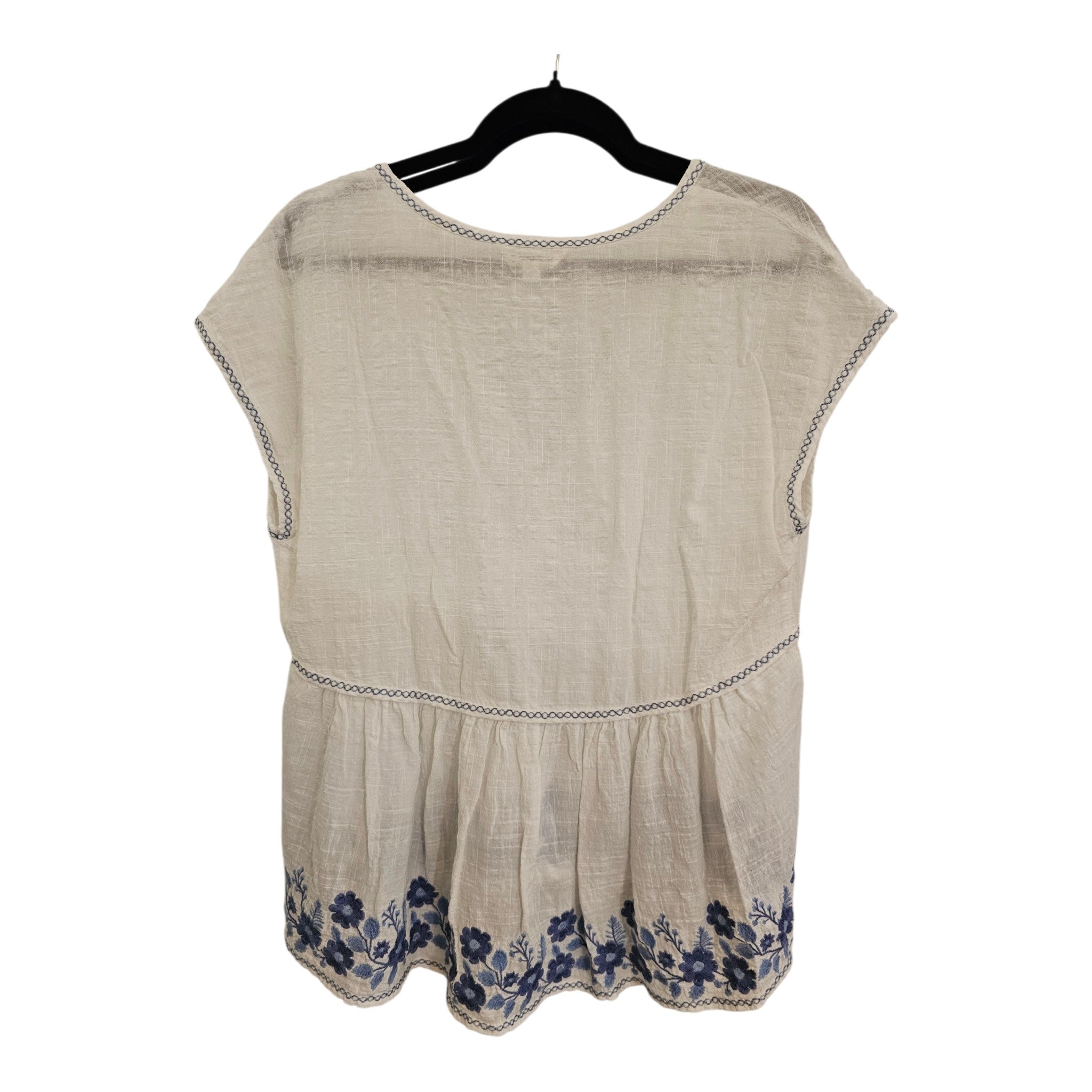 Max Studio London - Embroidered High-Low Slub Knit Blouse - Size L