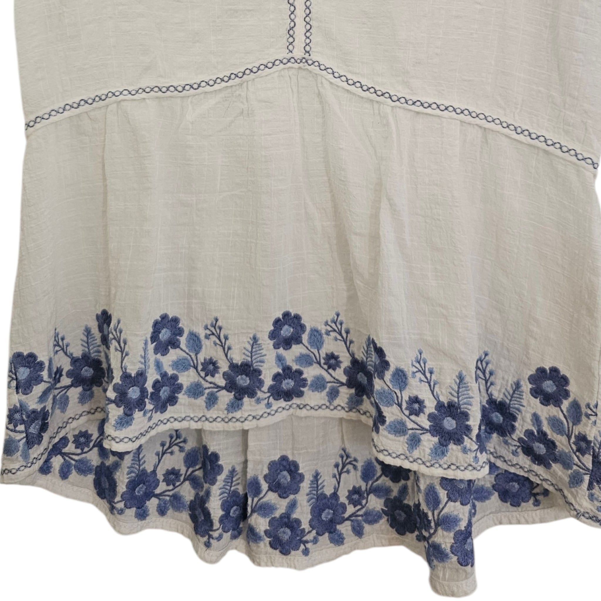 Max Studio London - Embroidered High-Low Slub Knit Blouse - Size L
