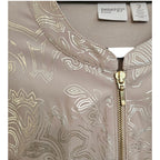 Zenergy by Chico’s- Metallic Jacquard Ruched-Sleeve Zip Jacket- Size 2US