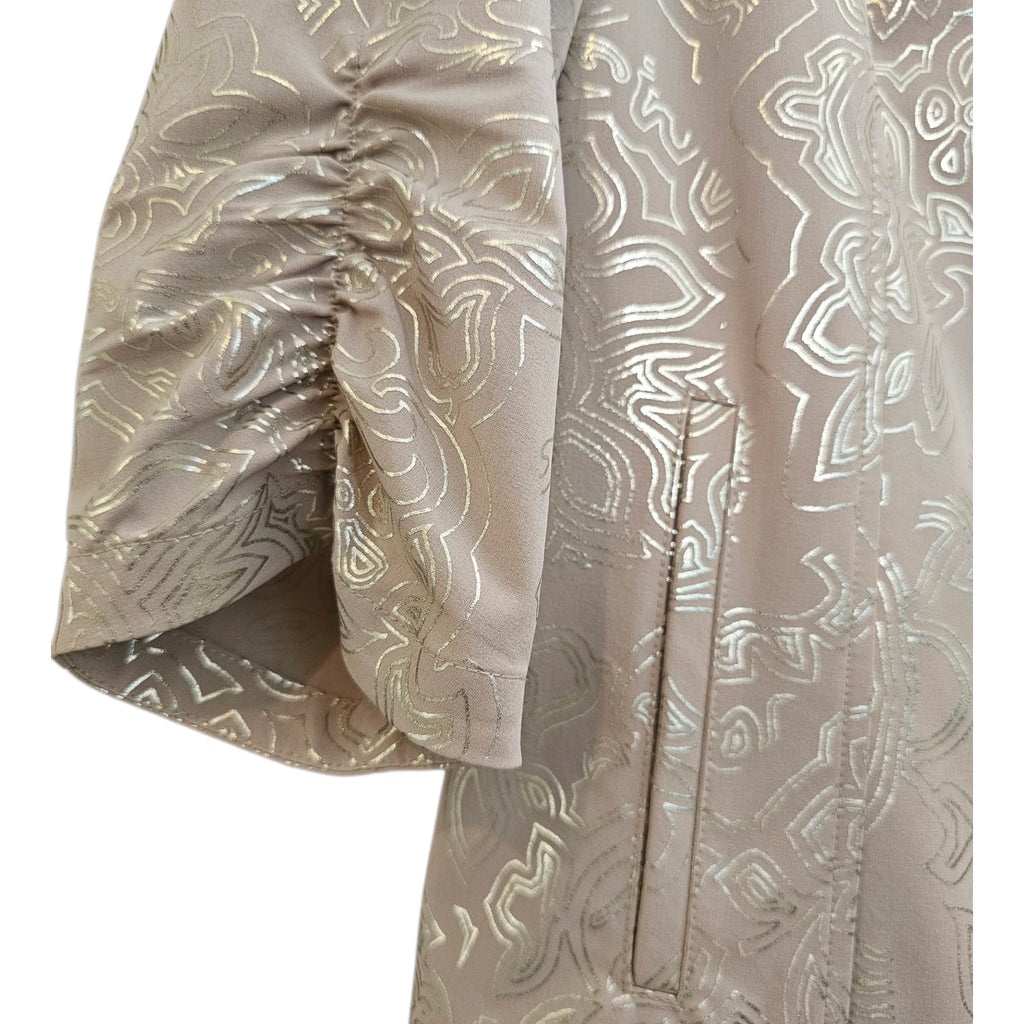 Zenergy by Chico’s- Metallic Jacquard Ruched-Sleeve Zip Jacket- Size 2US