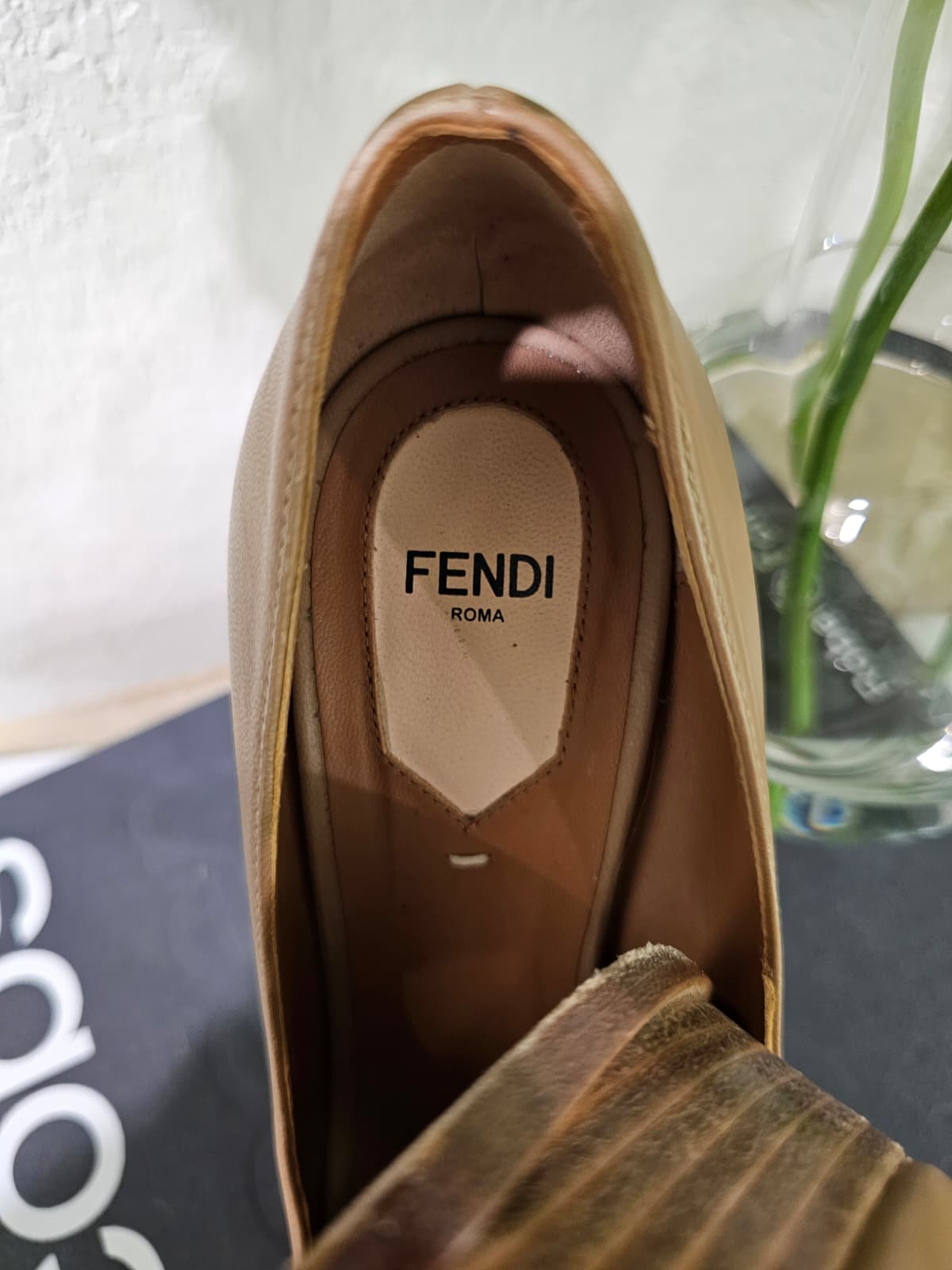 Fendi- Peep-toe Nude platform pumps- Size 38.5