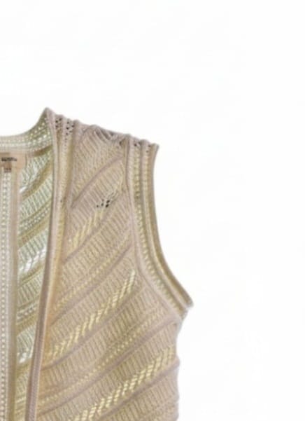 Suncoo Paris Open-Front Knit Crochet Vest in Cream / Size 2 (Medium)